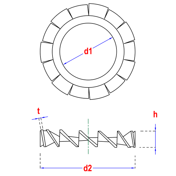 Waaierveerring DIN 6798A M10 Zn