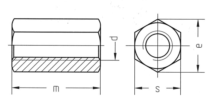 VERBINDINGSMOER DIN6334 RVS A2 M10X30