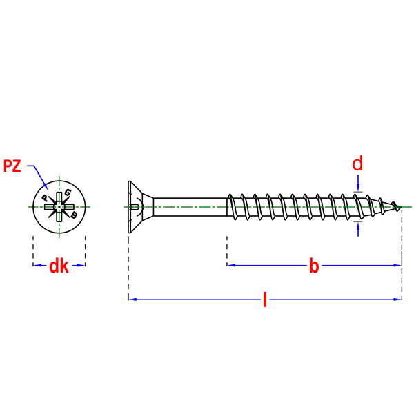 Spaanderplaatschroef VZK-Z Ø6,00x60 Zn