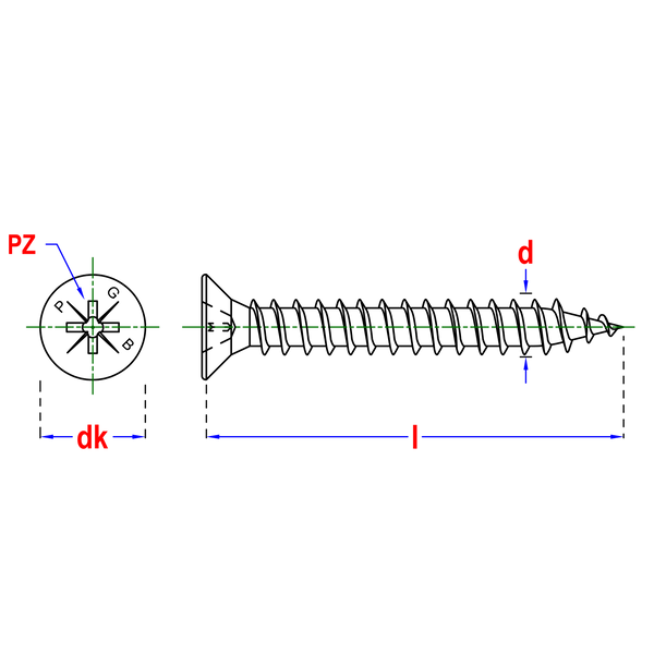 Spaanderplaatschroef A2 VZK-Z Ø3,50x30