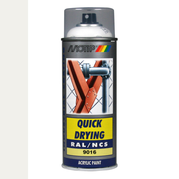 MOTIP ACRYL INDUSTRIAL 400ML HG RAL 9016 VERKEERS WIT