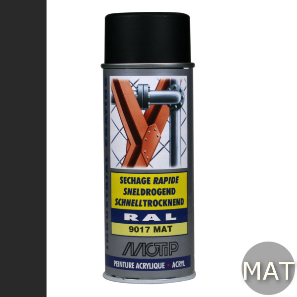MOTIP ACRYL INDUSTRIAL 400ML MAT RAL 9017 SIGNAAL ZWART