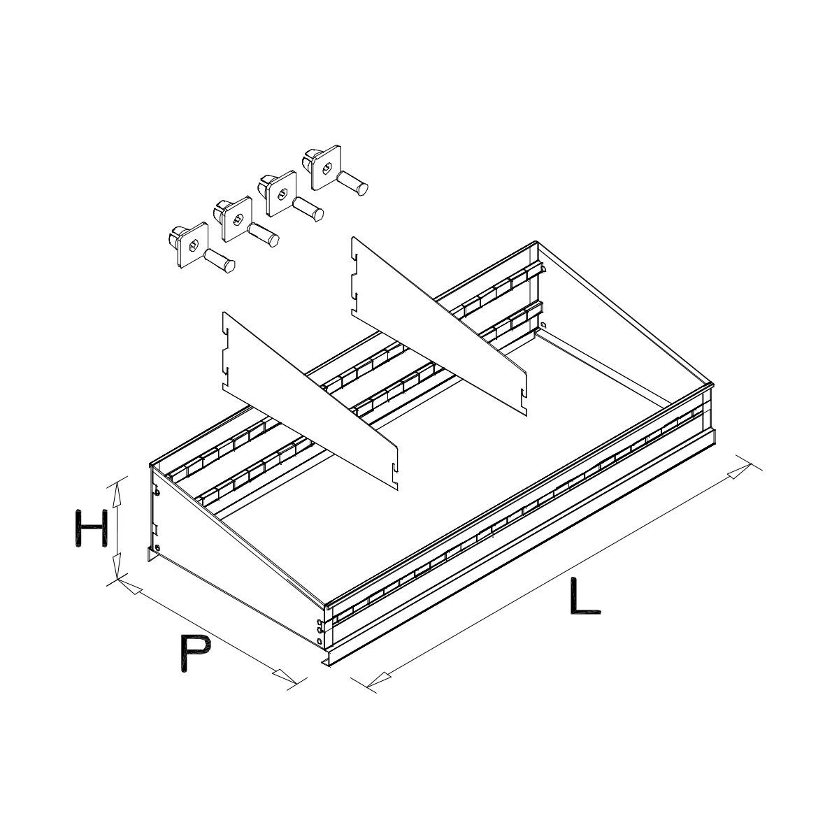 ST30 SET X BIN SHELF 100X60