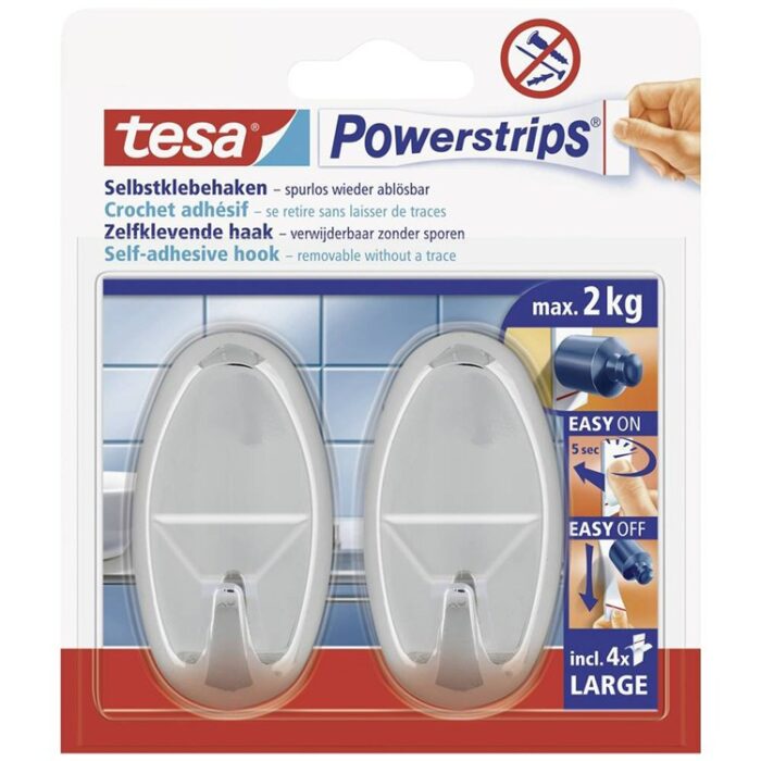 TESA POWERSTRIPS CHROOM OVAAL